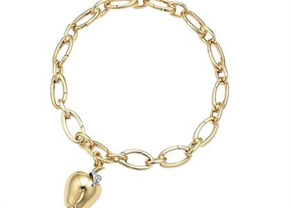 Gold Plated CZ Studded Apple Charm Bracelet